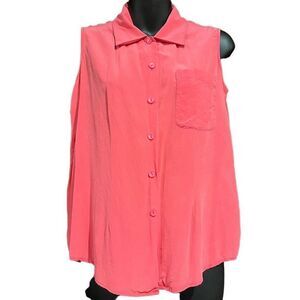 Jaclyn Smith Classic Pink Sleeveless Button Shirt Women’s Small